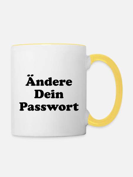 Ändere Dein Passwort! - schwarz - Tasse zweifarbig - Weiß/Gelb