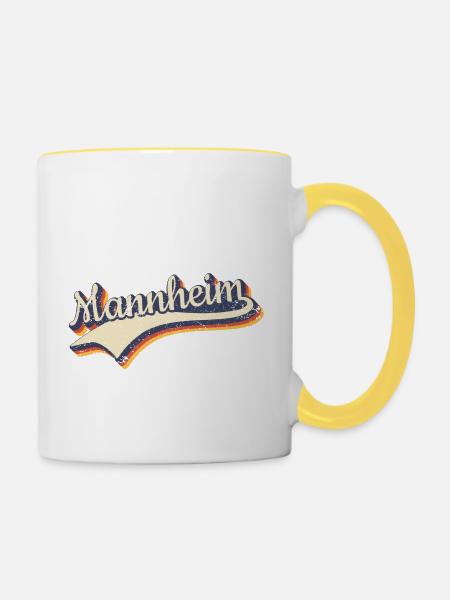 Deutschland Mannheim Vintage Retro Typografie - Tasse zweifarbig - Weiß/Gelb