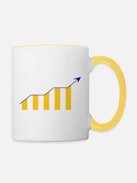 Bitcoin Trading Crypto Aktien - Tasse zweifarbig - Weiß/Gelb