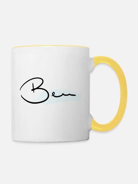 Ben - Tasse zweifarbig - Weiß/Gelb