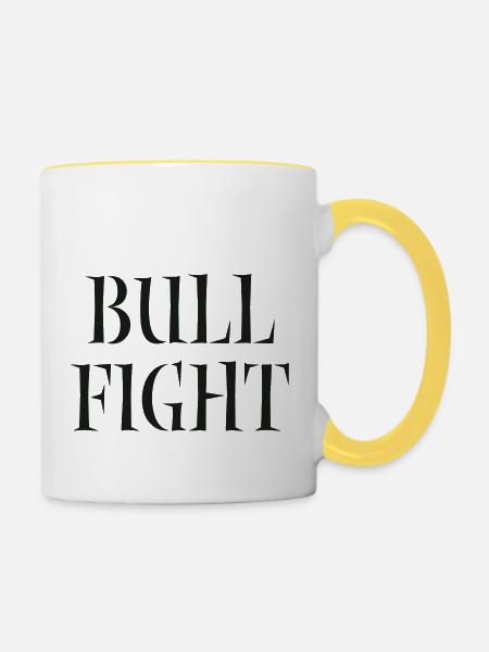 Bull Fight - Tasse zweifarbig - Weiß/Gelb