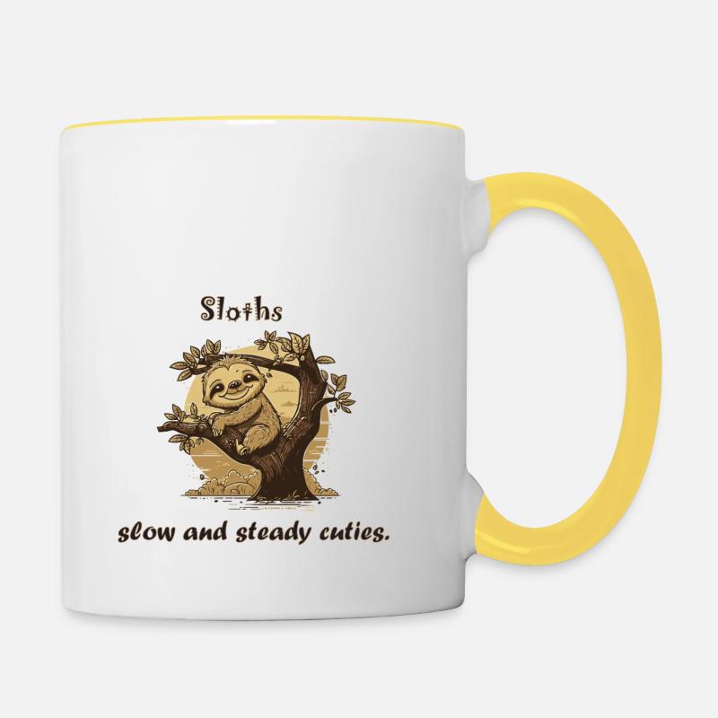 Sloth Cuties - Contrasting Mug - white/yellow