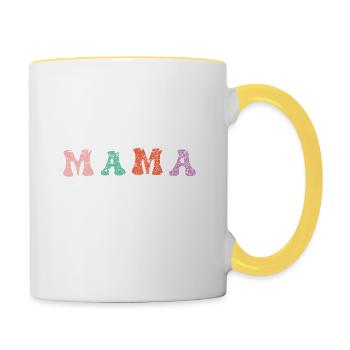 Mama Needs Kaffee Muttertag für Mama Papa coffee - Tasse zweifarbig - Weiß/Gelb - Rechts