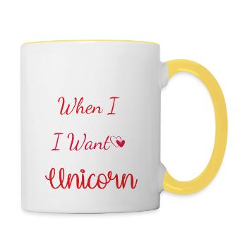 When i grow up i want to be a Unicorn Einhorn - Tasse zweifarbig - Weiß/Gelb - Rechts