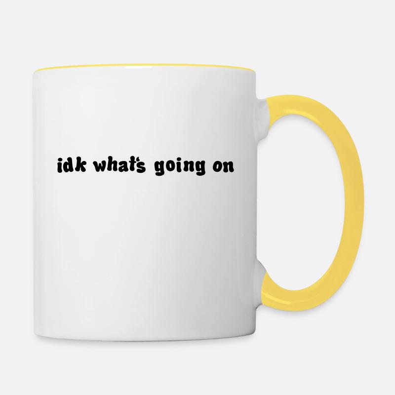 idk whats going on - Contrasting Mug - white/yellow