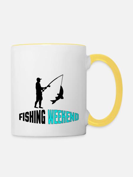 fishing weekend 002 - Tasse zweifarbig - Weiß/Gelb