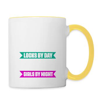 Picking Locks By Day Picking Girls By Night Lockpi - Contrasting Mug - white/yellow - Right