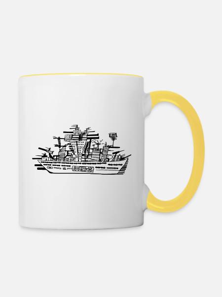 Schiff - Tasse zweifarbig - Weiß/Gelb