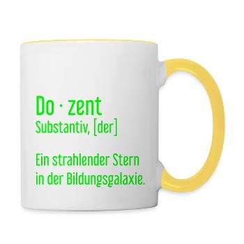 Dozent Dozenten Schule Pädagoge Unterricht - Tasse zweifarbig - Weiß/Gelb - Rechts