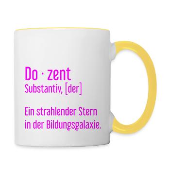 Dozent Dozenten Schule Pädagoge Unterricht - Tasse zweifarbig - Weiß/Gelb - Rechts