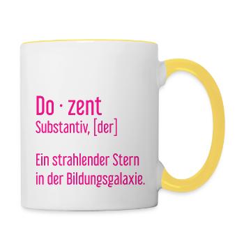 Dozent Dozenten Schule Pädagoge Unterricht - Tasse zweifarbig - Weiß/Gelb - Rechts