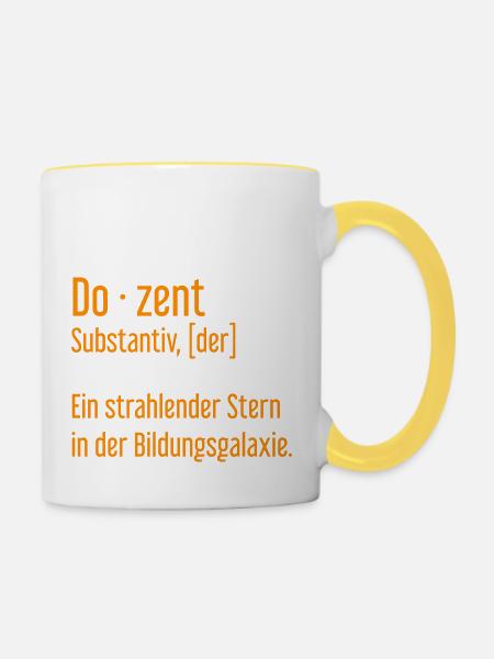 Dozent Dozenten Schule Pädagoge Unterricht - Tasse zweifarbig - Weiß/Gelb