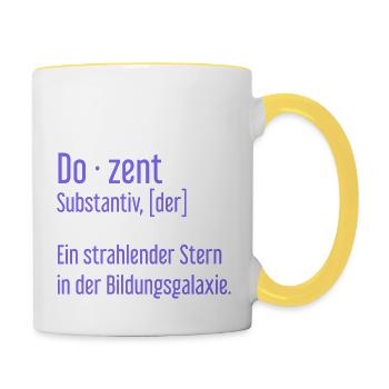 Dozent Dozenten Schule Pädagoge Unterricht - Tasse zweifarbig - Weiß/Gelb - Rechts