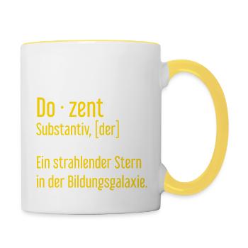 Dozent Dozenten Schule Pädagoge Unterricht - Tasse zweifarbig - Weiß/Gelb - Rechts