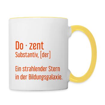 Dozent Dozenten Schule Pädagoge Unterricht - Tasse zweifarbig - Weiß/Gelb - Rechts