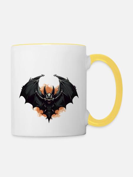 Fledermaus - Tasse zweifarbig - Weiß/Gelb