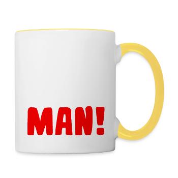Hey man! - Tasse zweifarbig - Weiß/Gelb - Rechts