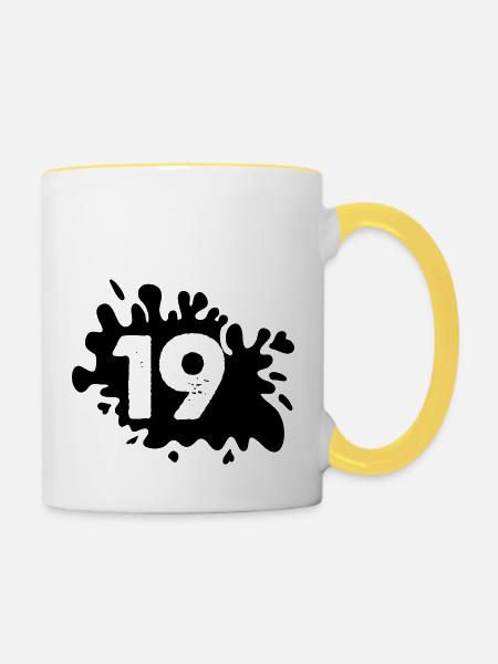 kleckse 19 - Tasse zweifarbig - Weiß/Gelb