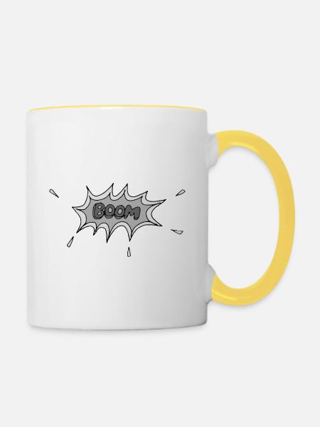 Boom! - Tasse zweifarbig - Weiß/Gelb
