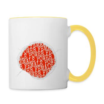 Droits de l’homme Citation heureuse Égalité des droits des femmes - Mug contrasté - blanc/jaune - Droite