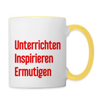 Teaching Inspiring Encouraging - Contrasting Mug - white/yellow - Right