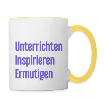 Unterrichten Inspirieren Ermutigen - Tasse zweifarbig - Weiß/Gelb - Rechts
