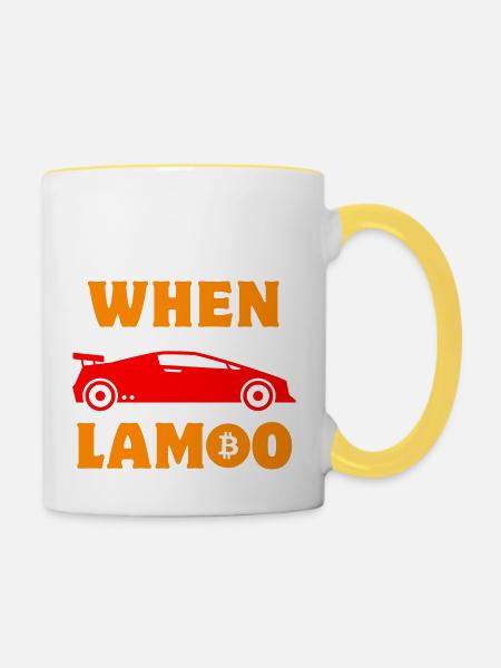 Krypto When Lambo BTC Bitcoin - Tasse zweifarbig - Weiß/Gelb