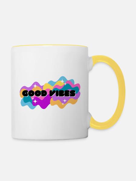 Gute Stimmung Positiv - Tasse zweifarbig - Weiß/Gelb
