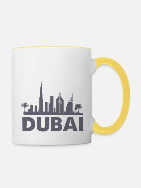 dubai skyline - Tasse zweifarbig - Weiß/Gelb