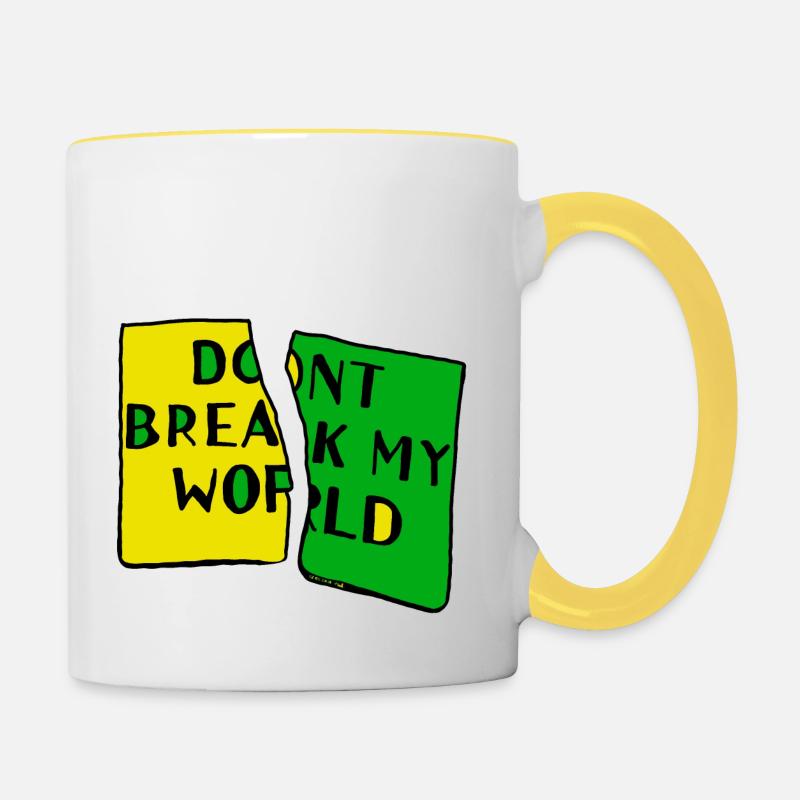 dont break my world - Mug contrasté - blanc/jaune