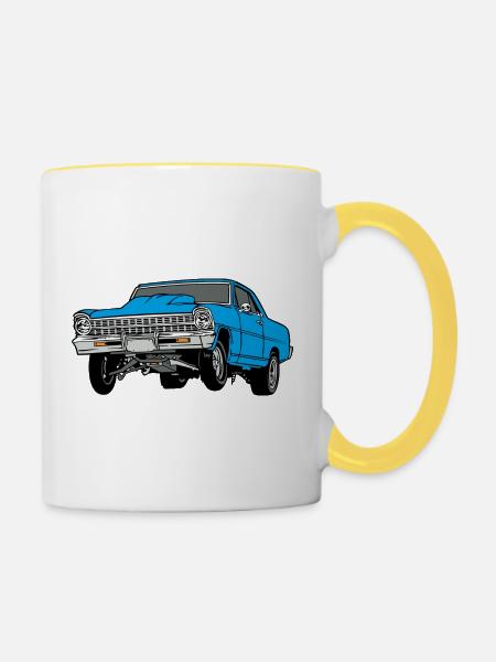 dragster blue - Tasse zweifarbig - Weiß/Gelb