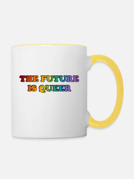 Die Zukunft ist queer - Tasse zweifarbig - Weiß/Gelb