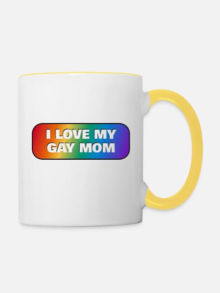 Ich liebe meine schwule Mutter - Tasse zweifarbig - Weiß/Gelb
