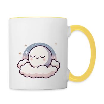 schlafender Mond - Tasse zweifarbig - Weiß/Gelb - Rechts