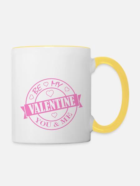 valentine 001 - Tasse zweifarbig - Weiß/Gelb