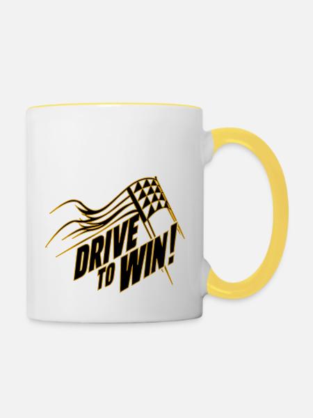 DRIVE TO WIN - Tasse zweifarbig - Weiß/Gelb
