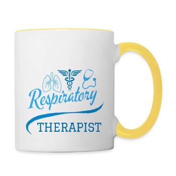 Respiratory Therapist Blue Medicine Symbols - Contrasting Mug - white/yellow - Right