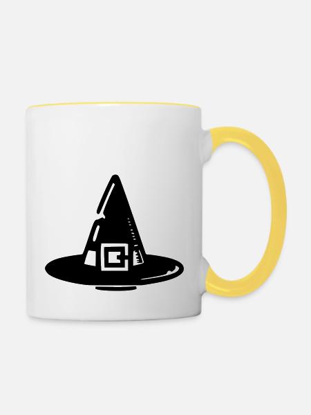 Hexenhut - Tasse zweifarbig - Weiß/Gelb