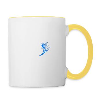 Skieur de montagne Silhouette Skis de montagne - Mug contrasté - blanc/jaune - Droite