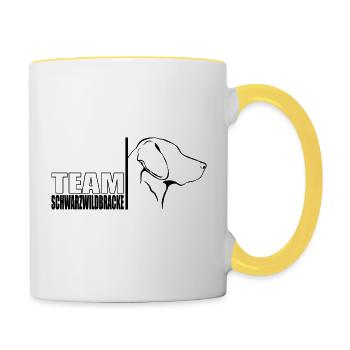 TEAM Schwarzwildbracke Hunde Hund Wilsigns - Tasse zweifarbig - Weiß/Gelb - Rechts