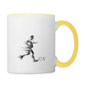 Marathonienne rapide 42K Speedy Marathon - Mug contrasté - blanc/jaune - Droite
