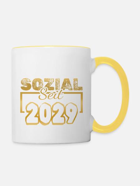 seit 2029 - Tasse zweifarbig - Weiß/Gelb