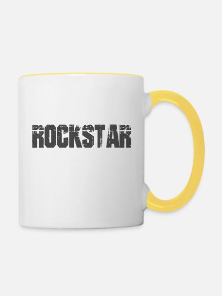 Rock-Star - Tasse zweifarbig - Weiß/Gelb
