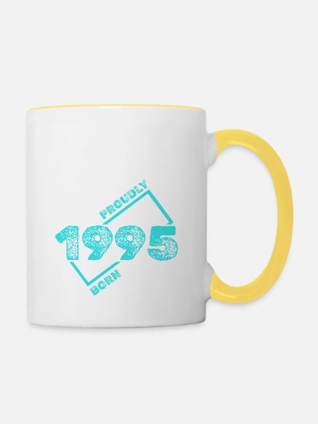 Geboren 1995 - Tasse zweifarbig - Weiß/Gelb