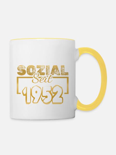 Sozial 1952 - Tasse zweifarbig - Weiß/Gelb