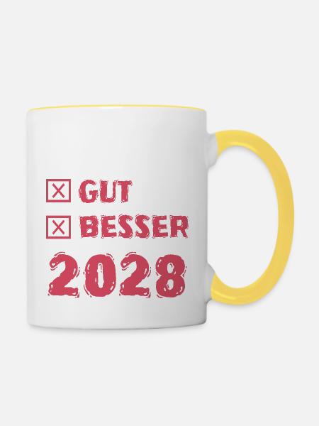 Gut 2028 - Tasse zweifarbig - Weiß/Gelb