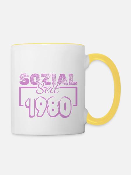 seit 1980 - Tasse zweifarbig - Weiß/Gelb