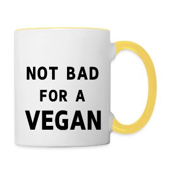 Pas mal pour un vegan - Mug contrasté - blanc/jaune - Droite