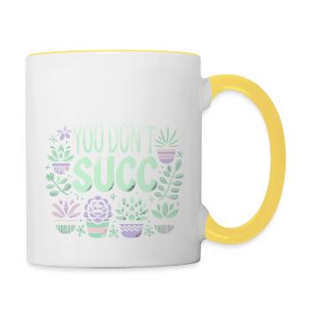 Du brauchst keinen Anzug - Tasse zweifarbig - Weiß/Gelb - Rechts