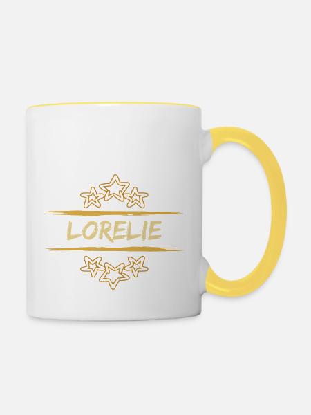 Geschenk für Lorelie - Tasse zweifarbig - Weiß/Gelb